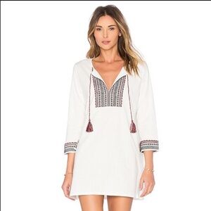 Soft Joie White Embroidered Mini Dress with Tassels